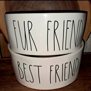 New! Rae Dunn Large FUR FRIEND/BEST FRIEND ceramic pet dishes